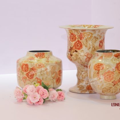 Bộ Bình Tam Hội Tụ  (Sắc Ngọc Trai)  Set of Three Assembling Vases (Pearl Color)