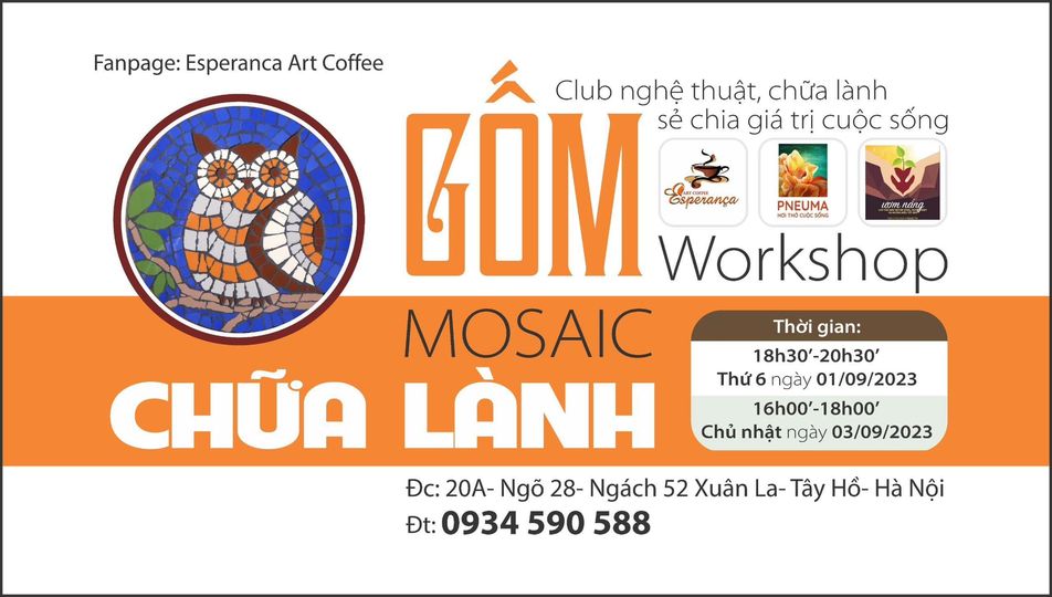 Workshop Gốm Mosaic Chữa Lành tại Esperanca Art Coffee - Xuân La - Tây Hồ - Hà Nội